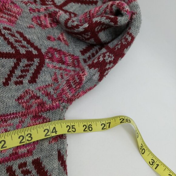 American Eagle Womens Sweater Size Medium Gray Aztec Print Hooded V-Neck - Picture 4 of 9